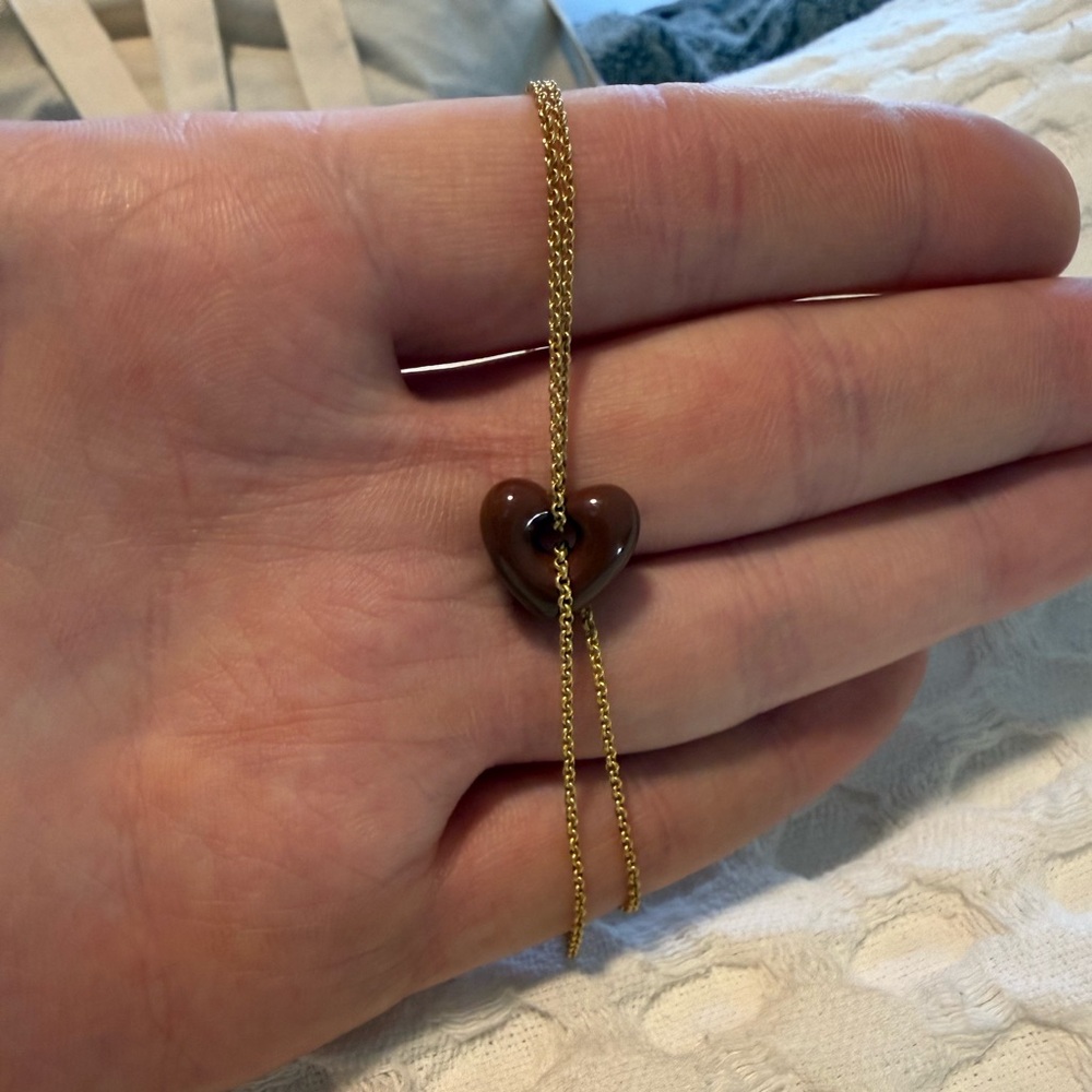 Madewell Gold-tone Bracelet with Red Heart Pendant